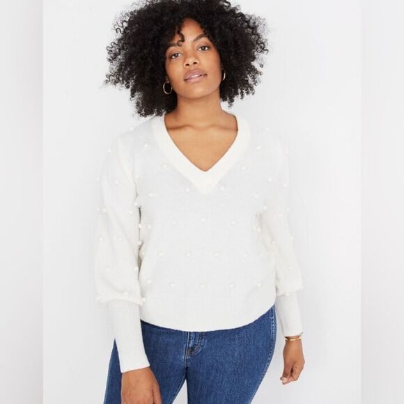 MADEWELL Bobble Dashwood V-Neck Wool Blend Sweater - Picture 1 of 13